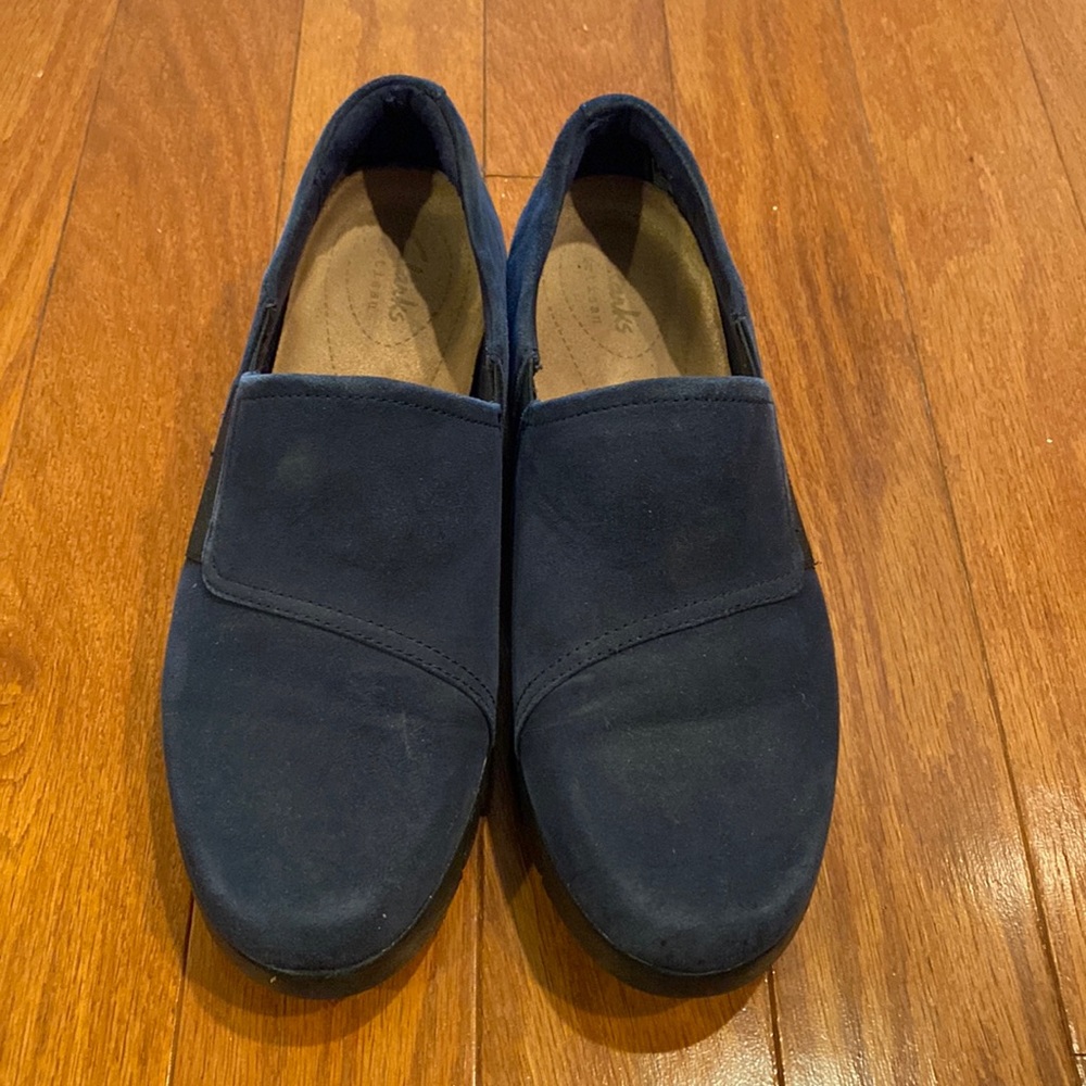 Clarks Artisan Daelyn Monarch Navy Leather Shoes Size 7W